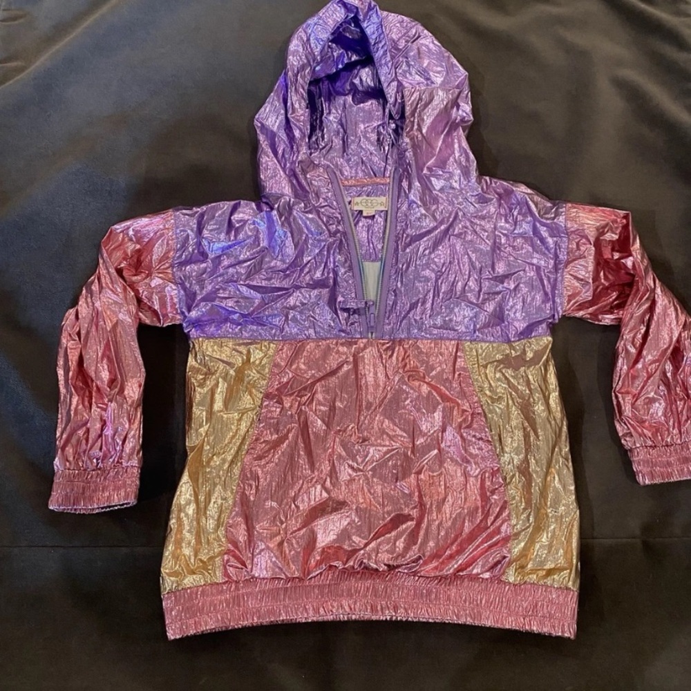 Cruz JACKET Multicolor EGG NEW YORK Half Zip Color Block Iridescent Girls 6 Hood